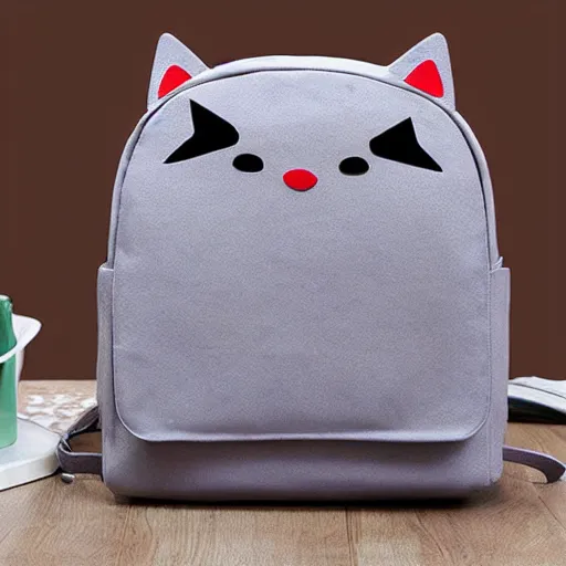 Prompt: backpack in the shape of a cat