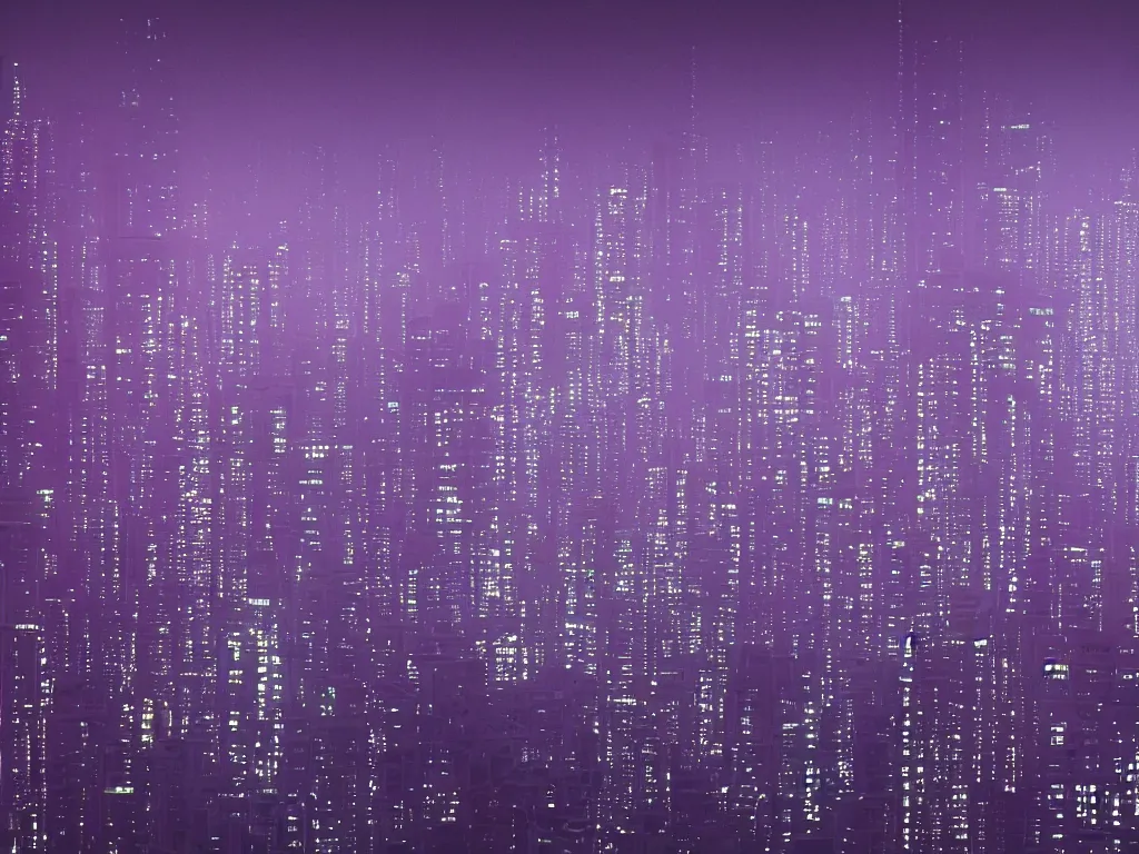 Image similar to blade runner city, high quality, cyberpunk, purple, russian doomer panel houses, 5 0 mm, bokeh, photorealistic