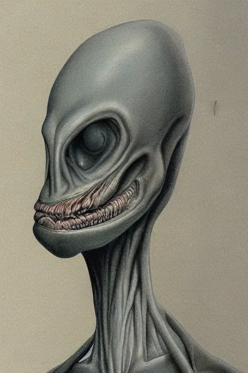 Image similar to portrait of an alien from barlowe's guide to extraterrestrials, hyperreal, very detailed art, elegant, sophisticated, high resolution, smooth