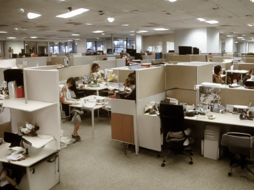 Image similar to coffee break in 90s cubicle office