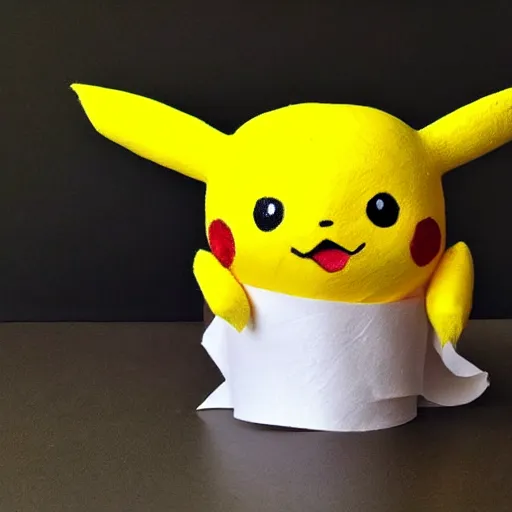 Image similar to Pikachu Sculpture made out of toilet paper