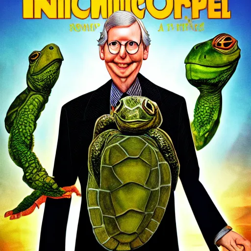 Image similar to animorphs book of mitch mcconnell turning into a turtle, book cover