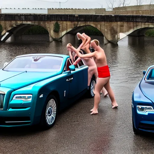 Image similar to rabid teenagers decide to drown Rolls-Royce