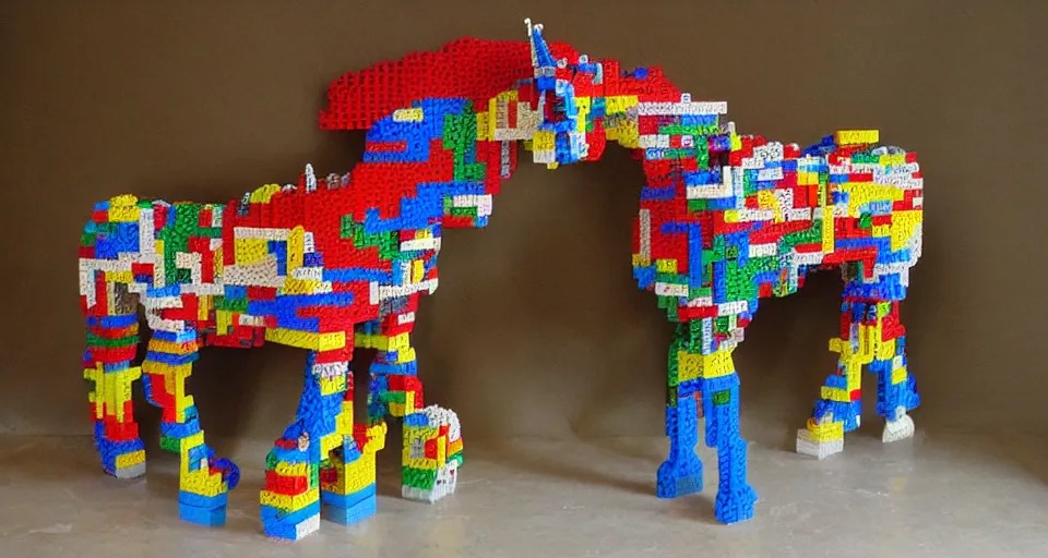 Image similar to horse made out of legos