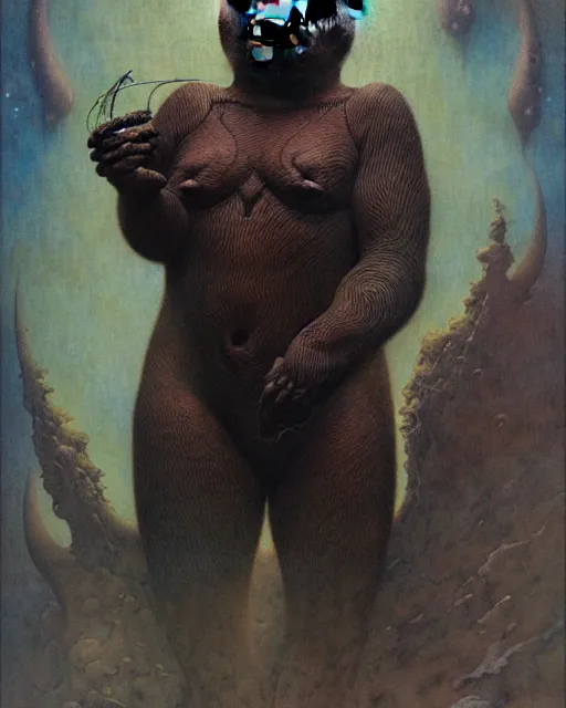 Image similar to portrait of bear in the style of wayne barlowe, gustav moreau, peter mohrbacher, bussiere, roberto ferri, santiago caruso, luis ricardo falero, austin osman spare, boris vallejo, hajime sorayama, frazetta