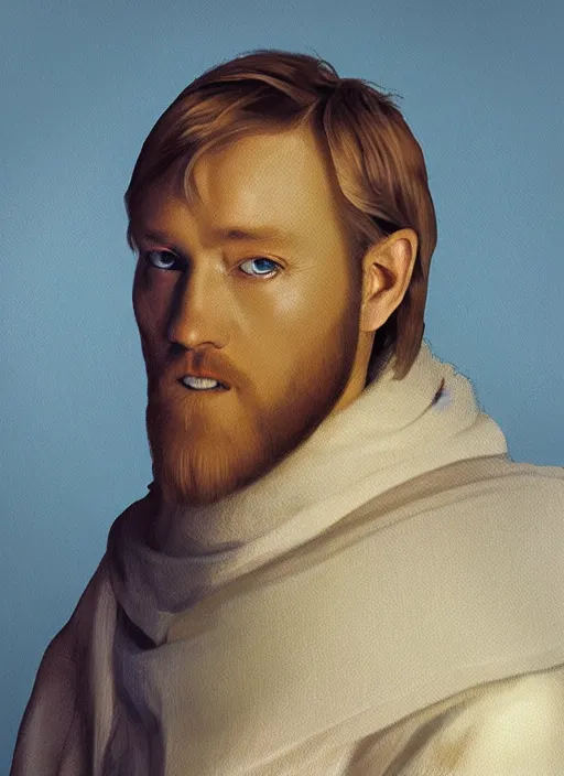 Image similar to Beautiful half body portrait of Obi-Wan Kenobi, artwork by Vermeer