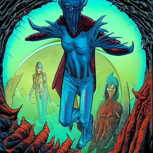 Image similar to highly detailed surreal art of morbius in the style of moebius