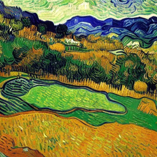 Image similar to Mountainside Golf Course in Autumn, Portrait by Vincent van Gogh