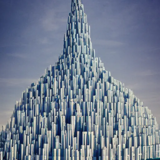 Prompt: award winning photography of tower of babel reaching up to heaven made from cellphones, 40mm lens, shallow depth of field, split lighting