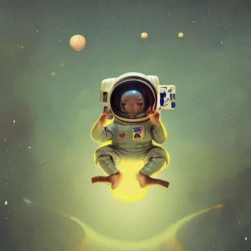 Image similar to soulful long shot of a cute baby frog astronaut wearing an astronaut suit and astronaut helmet, by esao andrews, by m. w. kaluta, ultra humorous illustration, small depth of field, perspective perception, volumetric light, psychedelic colors, 3 d octane render, 8 k, conceptart, hyperdetailed, hyperrealistic, trending on artstation