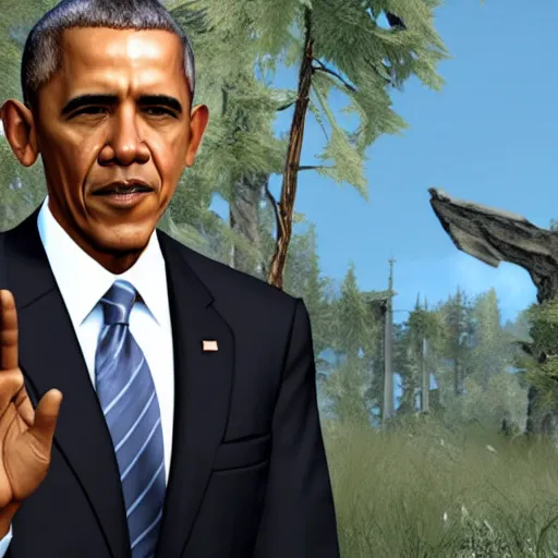 Image similar to screenshot of obama in skyrim