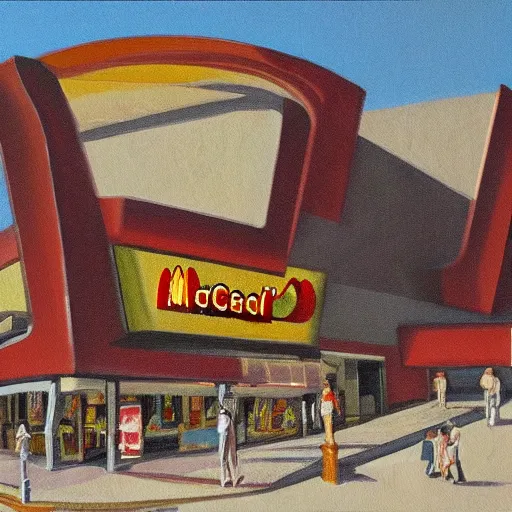 Prompt: High-quality painting of a McDonald's designed by Antoni Gaudi, very detailed, digital art.