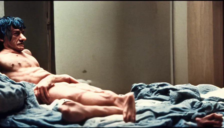 Prompt: 1 9 7 0 s movie still of the death of jean - paul marat, cinestill 8 0 0 t 3 5 mm, high quality, heavy grain, high detail, panoramic, cinematic composition, dramatic light, ultra wide lens, anamorphic