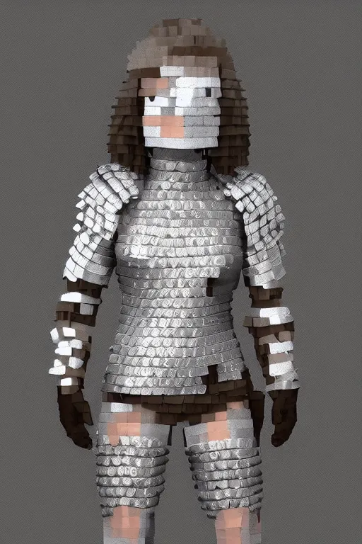 Image similar to female adventurer in tight full - body chainmail - style armor made out of several hundred sticky notes and a white porcelain crow mask, trending in artstation, japanese, artstation, establishing shot