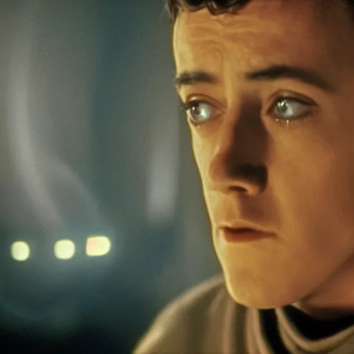 Prompt: film still of young alec guiness as a jedi in new star wars movie, dramatic lighting, highley detailled face, kodak film