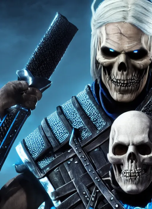 Image similar to movie still of skeletor as letho in the witcher 2, gameplay, 8 k, hd