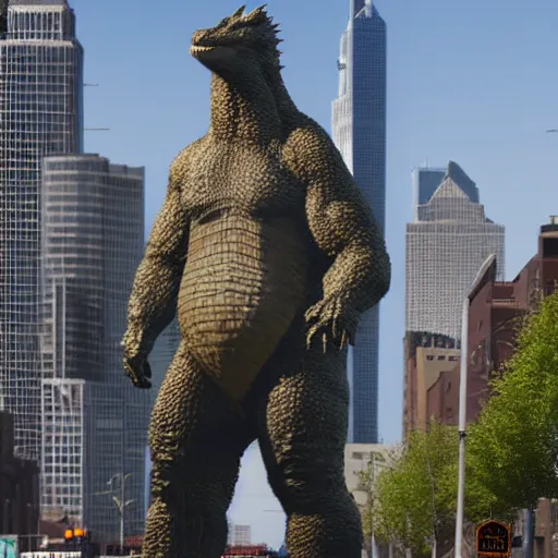 Prompt: Life-sized cardboard cutout of Godzilla in Detroit, 8k, realistic