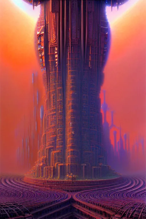 Prompt: a giant goddess fractal architecture mecha, tim hildebrandt, wayne barlowe, bruce pennington, donato giancola, trending on artstation, cinematic composition, beautiful lighting, hyper detailed, 8 k, oil on canvas