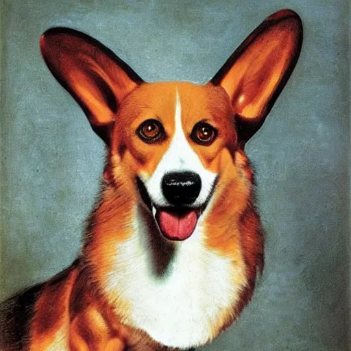 Image similar to A Hell Hound corgi, caravaggio