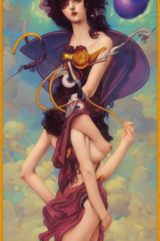 Image similar to Sailor Saturne by Peter Mohrbacher in the style of Gaston Bussière, Art Nouveau