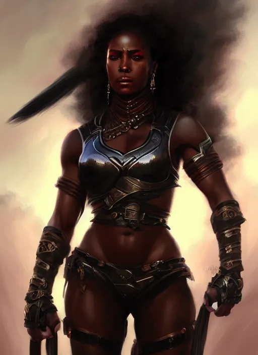 Image similar to a _ fantasy _ style _ portrait _ painting _ of black female warrior oil _ painting _ unreal _ 5 _ daz. _ rpg _ portrait _ extremely _ detailed _ artgerm _ greg _ rutkowski _ greg