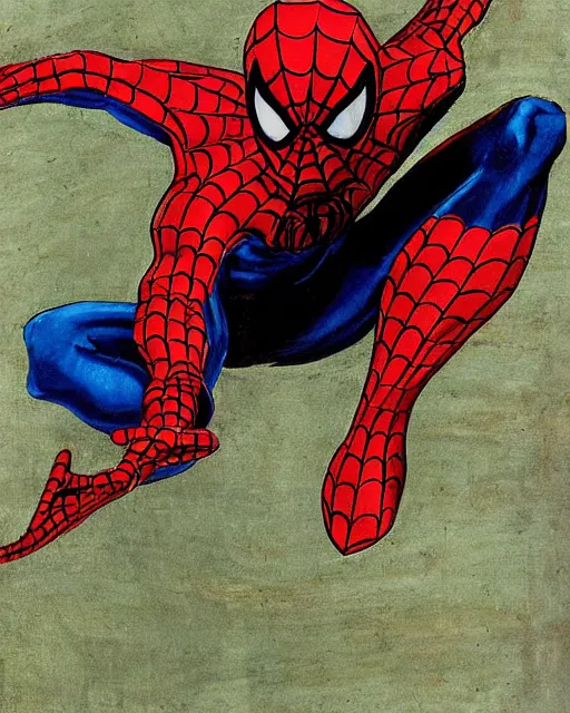 Prompt: a manuscript painting of Spider-Man in the style of the Rochester Bestiary, Ashmole Bestiary