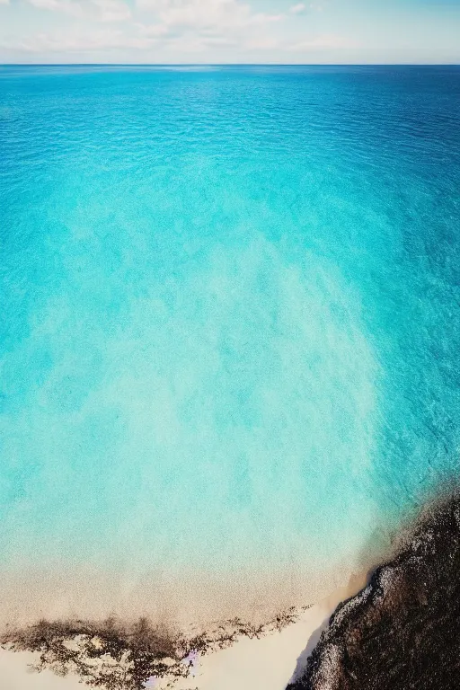 Prompt: Drone Photo of a Beach, turquoise water, calm, volumetric lighting, summer, Cinematic, award winning, photo print.