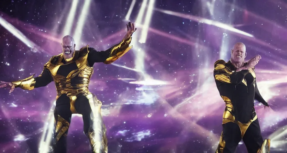 Image similar to thanos performing in the eurovision