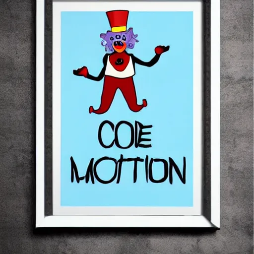 Prompt: a motivation poster featuring a clown