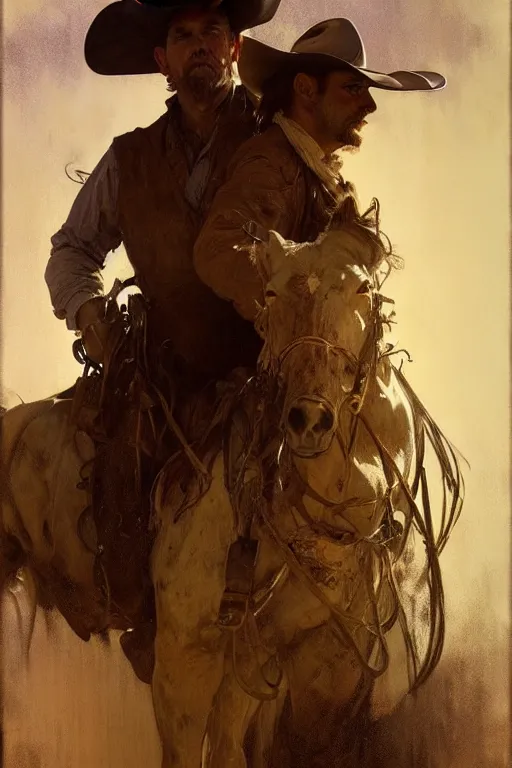 Image similar to hyperrealist portrait of a cowboy driving stage coach by jeremy mann and alphonse mucha, fantasy art, photo realistic, dynamic lighting, artstation, poster, volumetric lighting, very detailed faces, 4 k, award winning