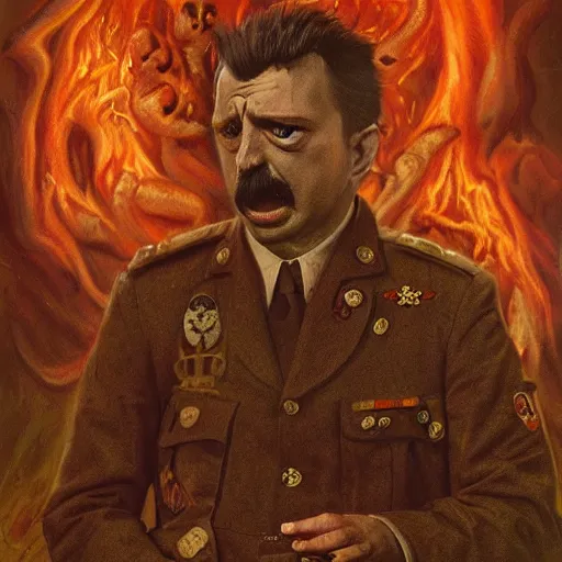 Image similar to igor ivanovich strelkov became an aggressive lovecraftian degenerate hellfire demon calling for total mobilization, photo - realistic, color image, 2 k, highly detailed, bodyhorror, occult art