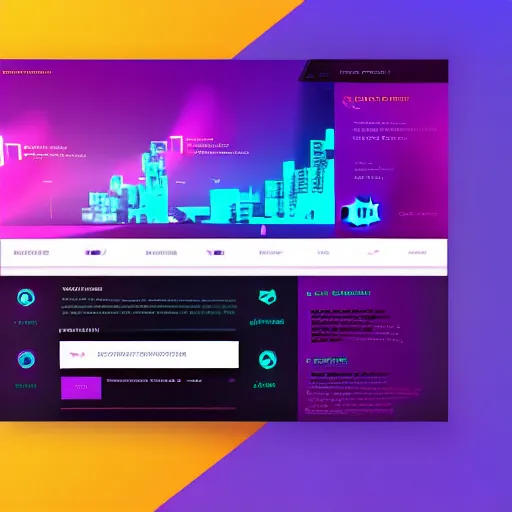 Prompt: ui design of a website, retrowave design, violet color scheme, figma, 4 k