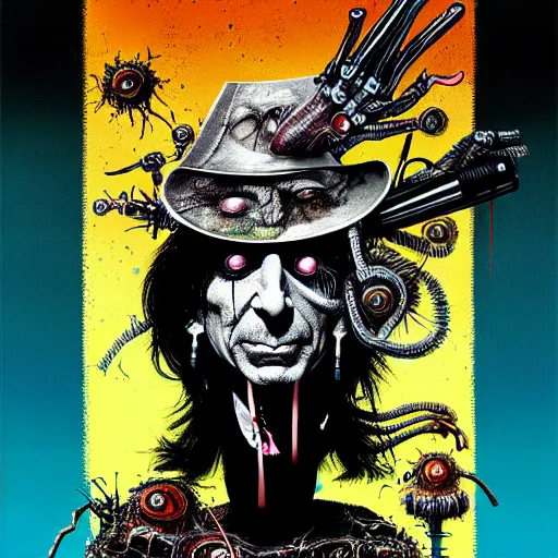 Image similar to graphic illustration, creative design, alice cooper, biopunk, francis bacon, highly detailed, hunter s thompson, concept art