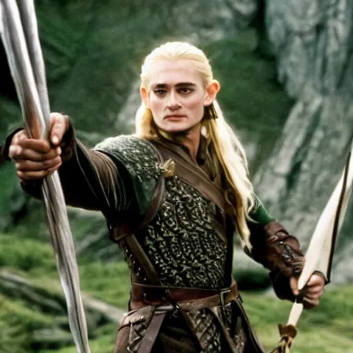 Image similar to A still of Johnny Depp as Legolas in Lord of the Rings (2001)