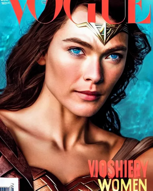 Prompt: Chris Hemsworth as Wonder Woman, Vogue cover photo, realistic face, detailed face, highly detailed, professional photo