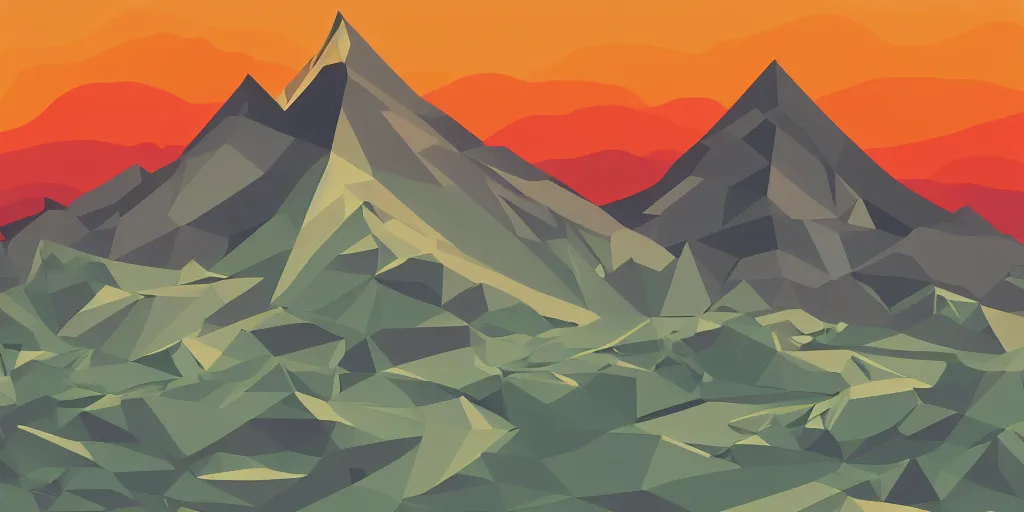 Image similar to sunrise mountain vector illustration digital art by albers josef trending on artstation