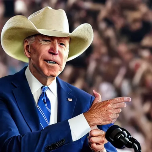 Prompt: joe Biden in a cowboy hat