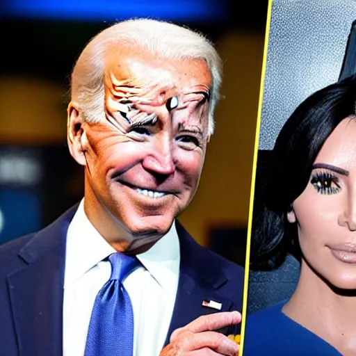 Image similar to Joe Biden and Kim Kardashian shaking hands