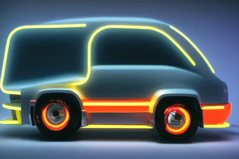 Image similar to designed by giorgetto giugiaro stylized poser of a single 1 9 9 8 honda kei truck, thick neon lights, ektachrome photograph, volumetric lighting, f 8 aperture, cinematic eastman 5 3 8 4 film