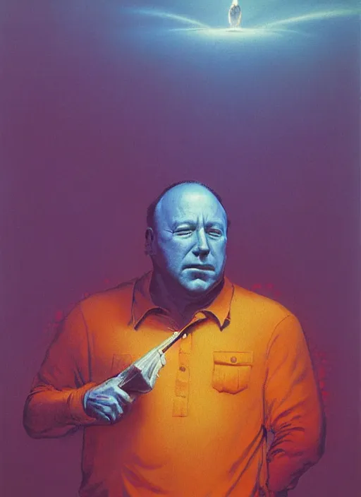 Image similar to alex jones by lisa frank and zdzislaw beksinski