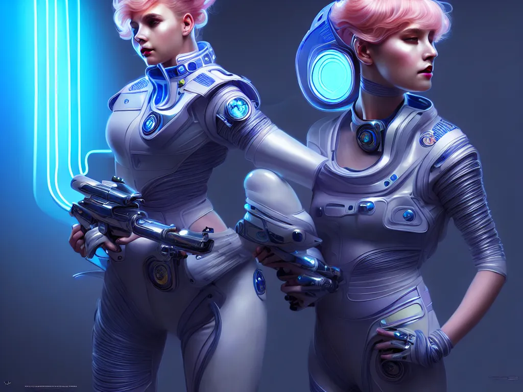 Image similar to portrait futuristic planet venus police uniform female, in a future huge spaceship internal, neon light, ssci - fi and fantasy, intricate and very very beautiful and elegant, highly detailed, digital painting, artstation, concept art, smooth and sharp focus, illustration, art by tan zi and ayanamikodon and alphonse mucha and wlop