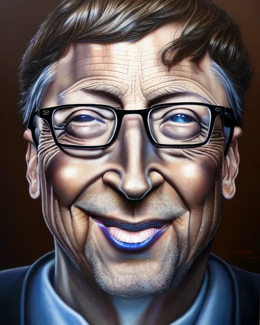 Prompt: detailed portrait of bill gates cheese grater!! by tomasz alen kopera and peter mohrbacher and johanna martine! and margaret keane! coherent luminescent