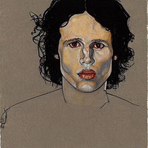 Prompt: portrait of jim morrison by egon schiele in the style of greg rutkowski