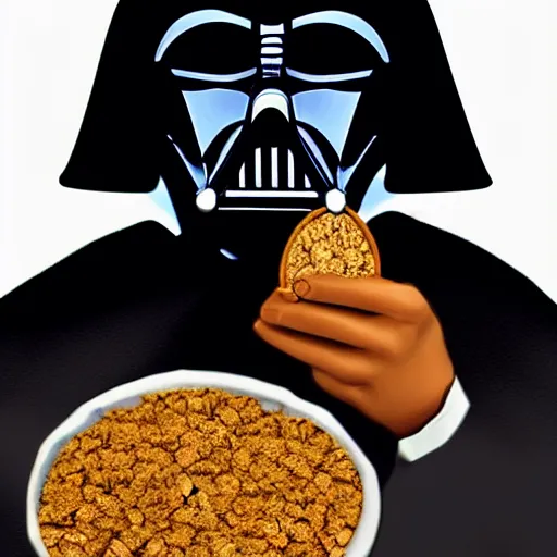 Prompt: Darth Vader contemplating which brand of cereal to buy while shopping at Walmart, 4k digital art