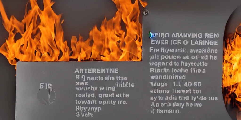 Prompt: fire warning label, 8k, hyper realistic