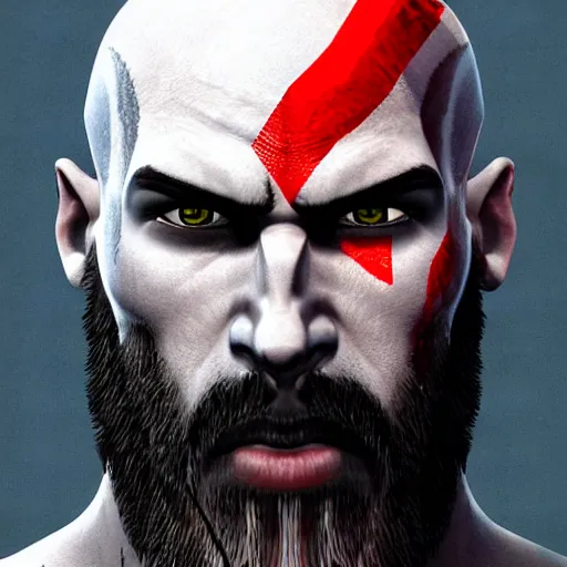 Image similar to portrait from kratos from god of war, retrowave, trending on artstation