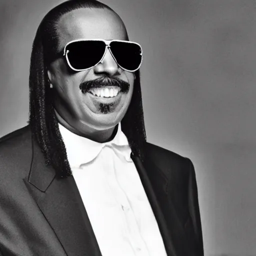 Image similar to profile picture of stevie wonder with a magnificent moustache