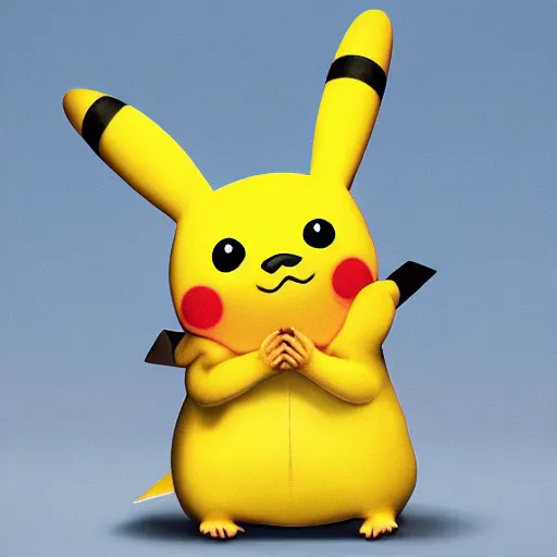 Image similar to Hyperrealistic Pikacho, photograph, standing on a blank background