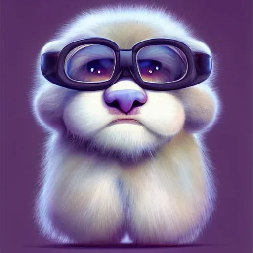 Image similar to cutie fluffy creature elton john, digital art, 3 d, octave render, masterpiece, mega detailed, pixar, disney, vivid illustration, cartoon, fantasy, by george stubbs, artgerm, in the style of ghibli kazuo oga, pastel fur