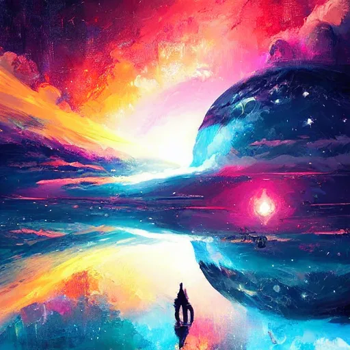 Image similar to eisberg floating in space, by anato finnstark, by alena aenami, by john harris, by ross tran, by wlop, by andreas rocha